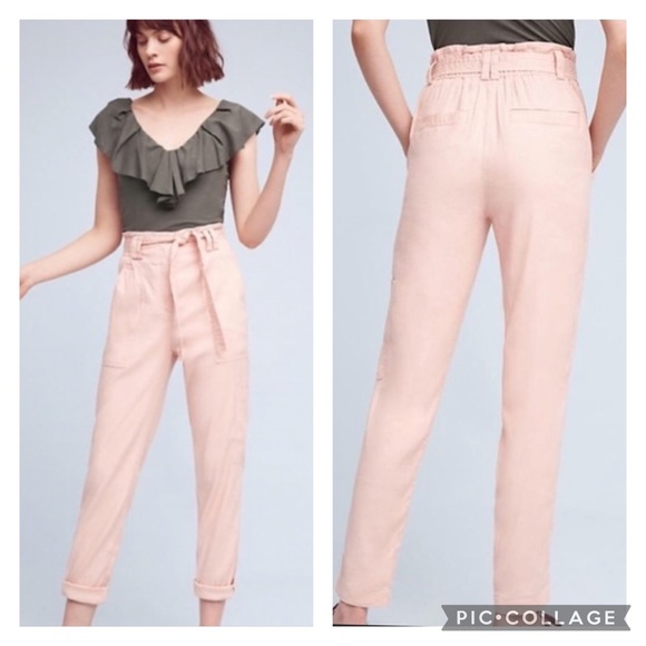EUC Elevenses Blush Romy Paperbag Linen Pants - Picture 1 of 15